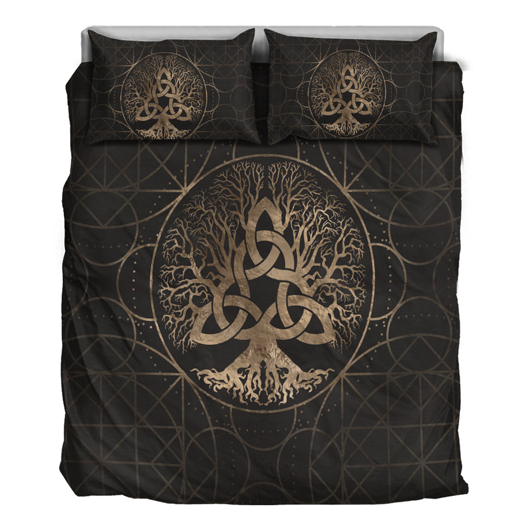 Viking Bedding Set Tree Of Life Yggdrasil with Triquetra Bedding Set RLT12 - Wonder Print Shop