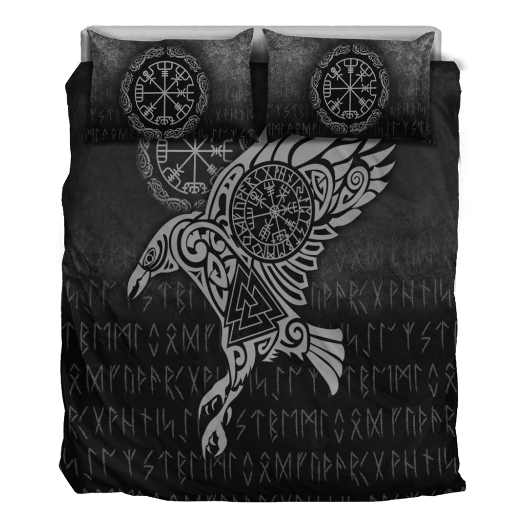 Viking Bedding Set Raven Vegvisir Tattoo Special Version Bedding Set RLT12 - Wonder Print Shop