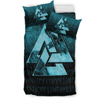 Viking Bedding Set Huginn Muninn Ravens from Odin Viking Cyan Version Bedding Set RLT12 - Wonder Print Shop