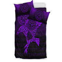 Viking Bedding Set Raven Vegvisir Tattoo Purple Version Bedding Set RLT12 - Wonder Print Shop