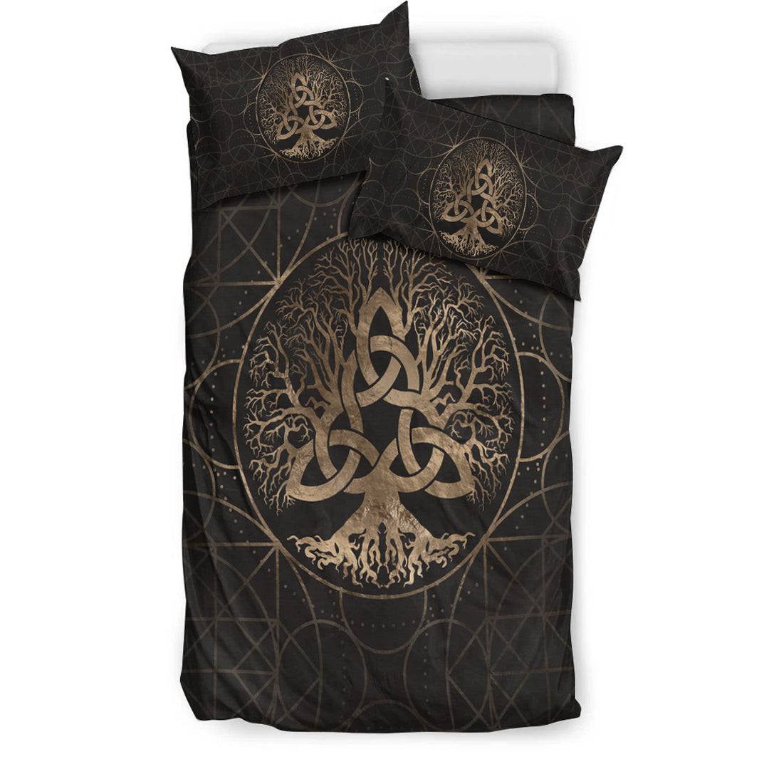 Viking Bedding Set Tree Of Life Yggdrasil with Triquetra Bedding Set RLT12 - Wonder Print Shop