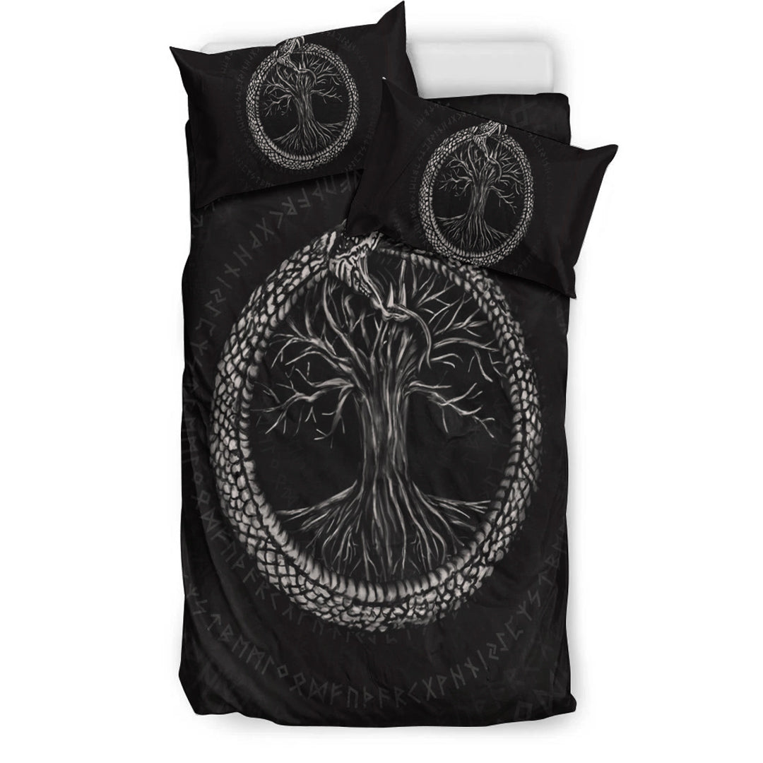 Viking Bedding Set Ouroboros with Tree Of Life Bedding Set RLT12 - Wonder Print Shop
