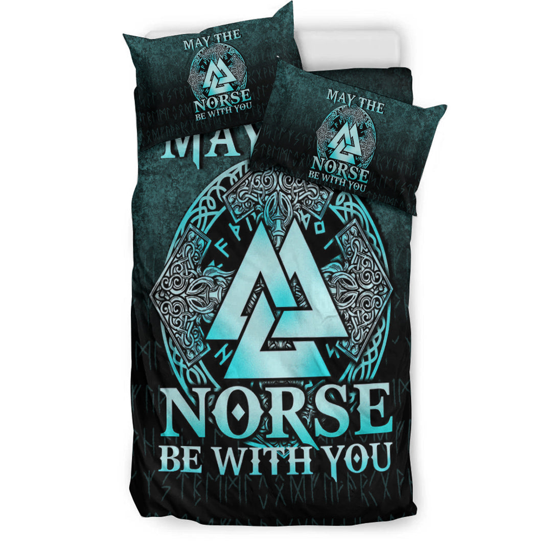 Viking Bedding Set May The Norse Be With You Viking Cyan Version Bedding Set RLT12 - Wonder Print Shop