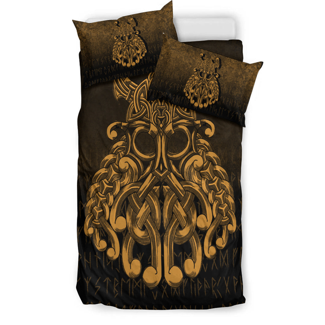 Viking Bedding Set Vikings Odin Valhalla Gold Version Bedding Set RLT12 - Wonder Print Shop