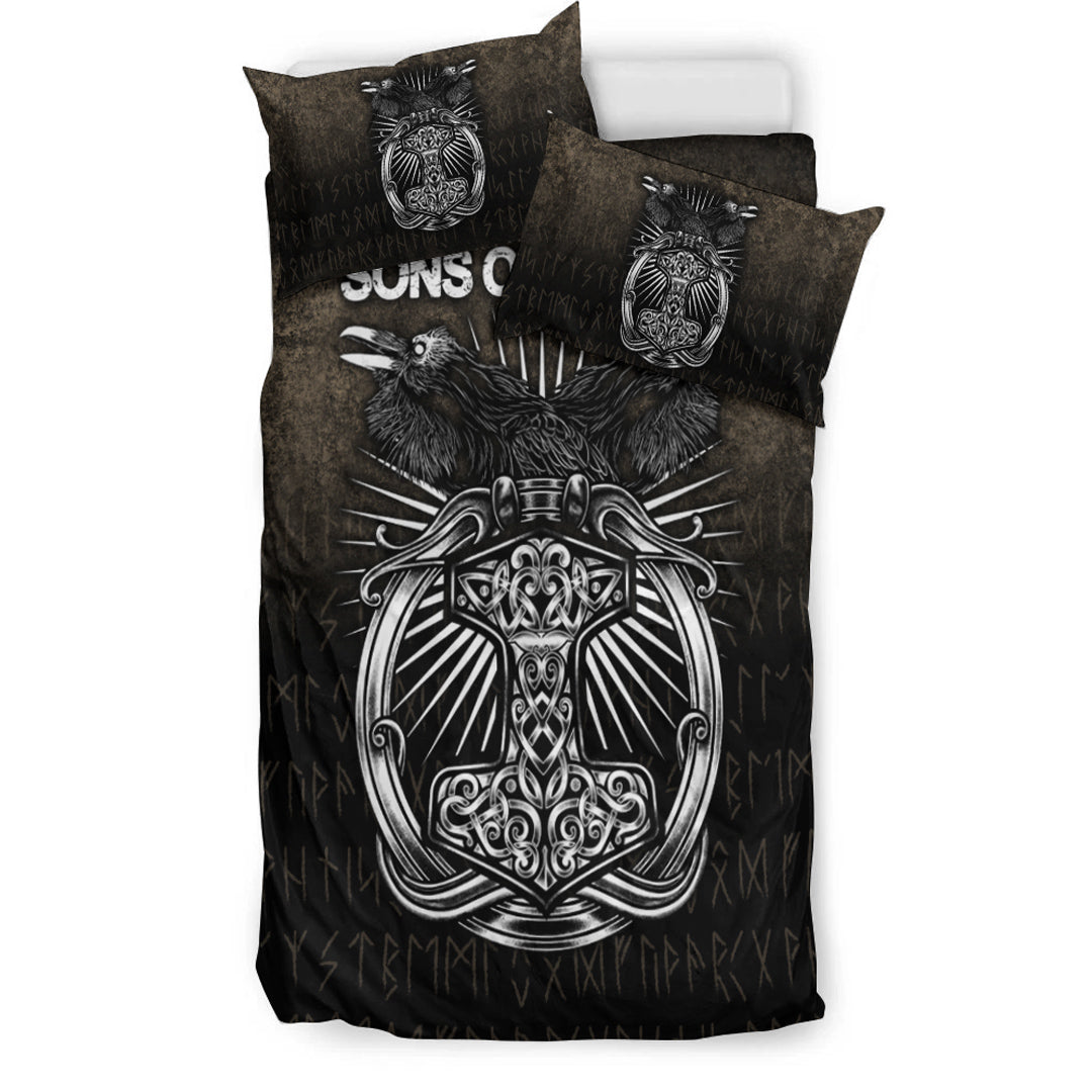 Viking Bedding Set Vikings Ravens Mjolnir Bedding Set RLT12 - Wonder Print Shop