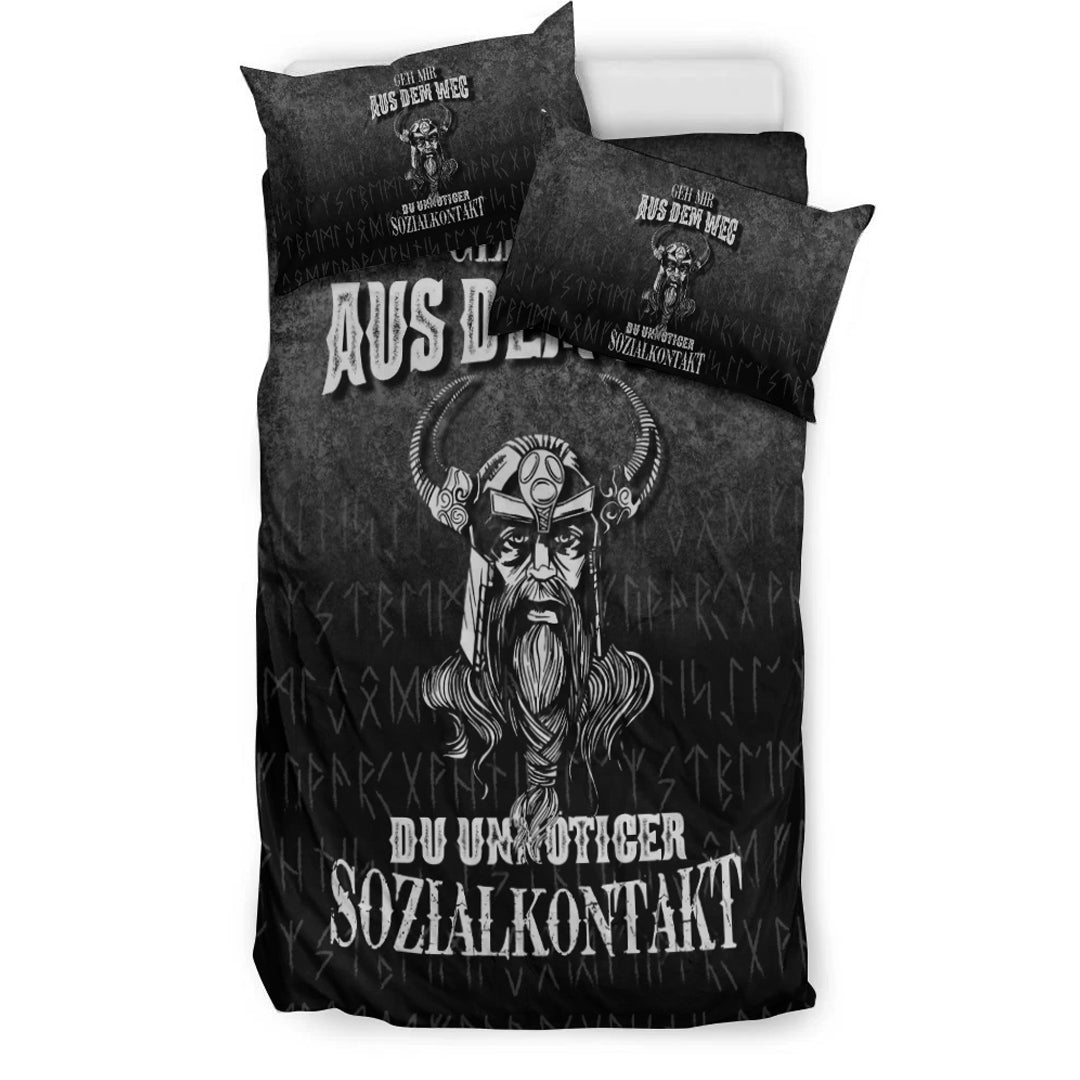 Viking Bedding Set Geh mir aus dem Weg du unnotiger Sozialkontakt Bedding Set RLT12 - Wonder Print Shop