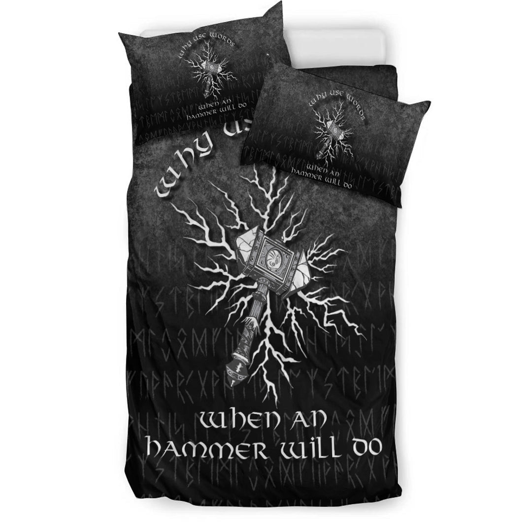 Viking Bedding Set Why Use Words When An Hammer Will Do Bedding Set RLT12 - Wonder Print Shop