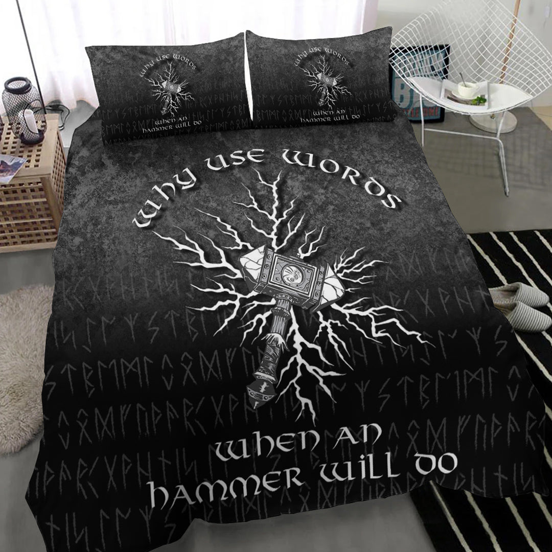 Viking Bedding Set Why Use Words When An Hammer Will Do Bedding Set RLT12 - Wonder Print Shop