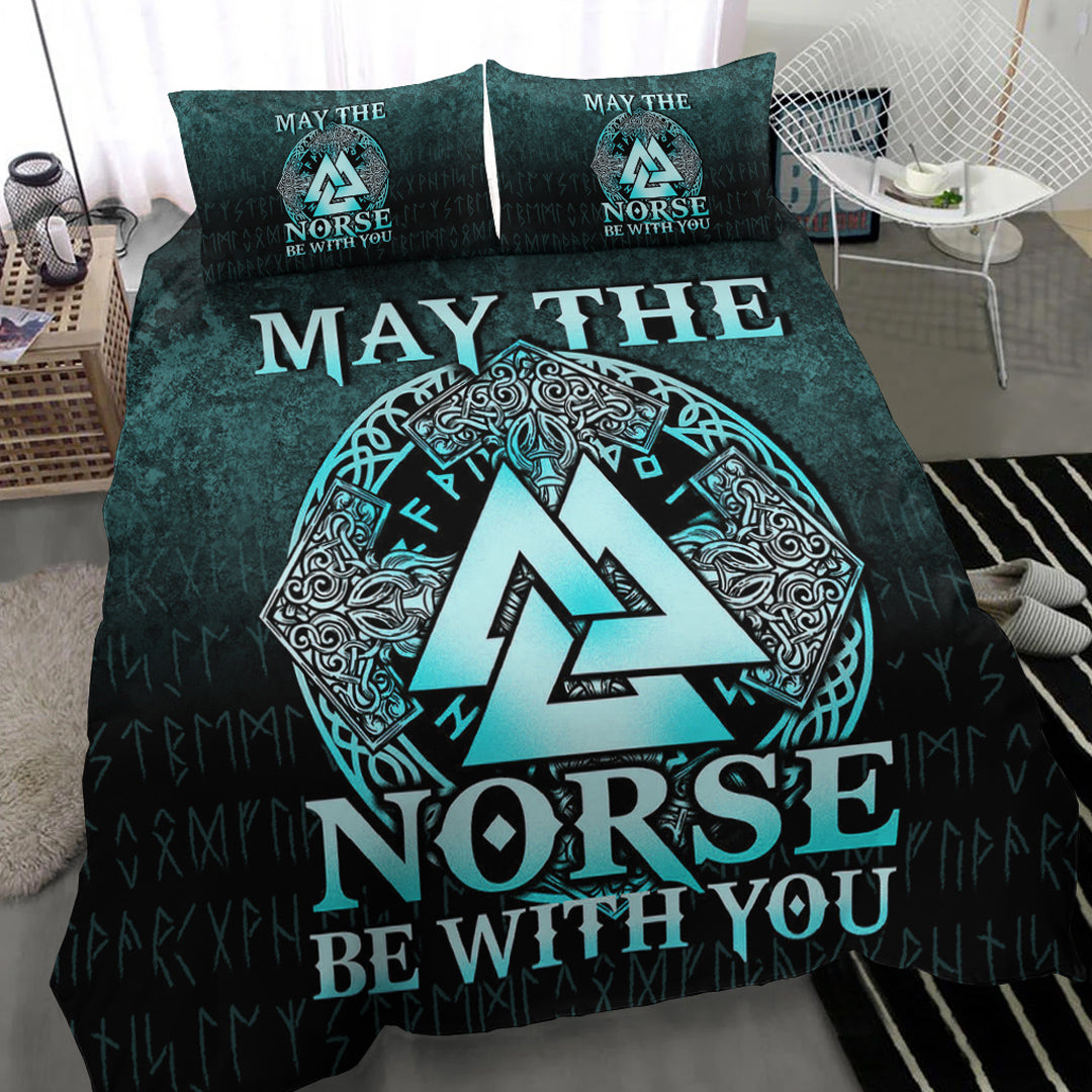 Viking Bedding Set May The Norse Be With You Viking Cyan Version Bedding Set RLT12 - Wonder Print Shop