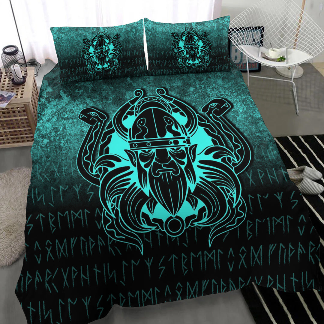 Viking Bedding Set Nordic Warrior Valhalla Norse Cyan Version Bedding Set RLT12 - Wonder Print Shop