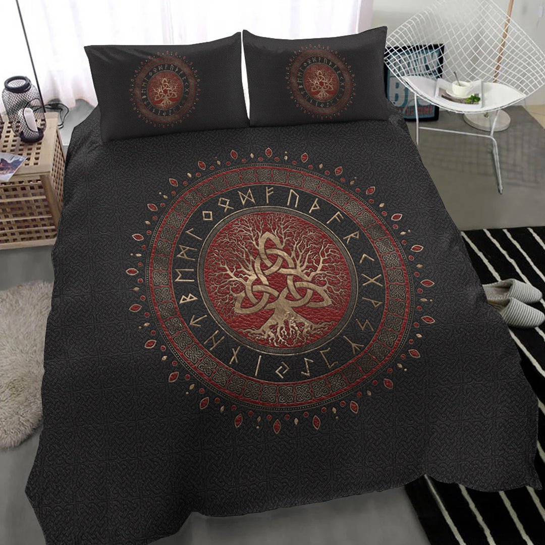 Viking Bedding Set Tree Of Life with Triquetra Bedding Set RLT12 - Wonder Print Shop