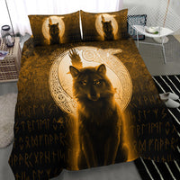 Viking Bedding Set Fenrir Viking Wolf Gold Version Bedding Set RLT12 - Wonder Print Shop