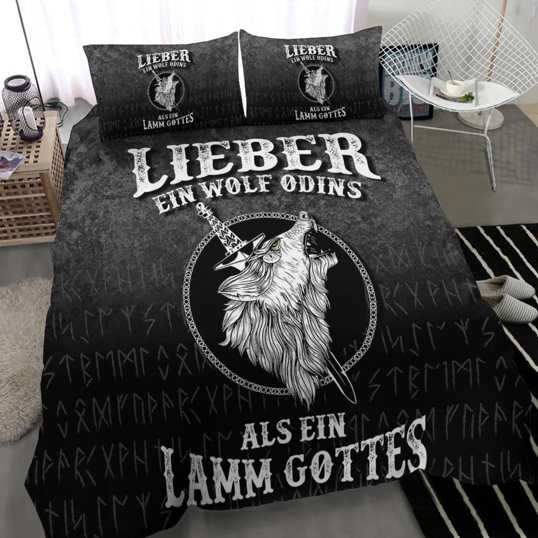 Viking Bedding Set Lieber Ein Wolf Odins Als Ein Lamm Gottes Bedding Set RLT12 - Wonder Print Shop
