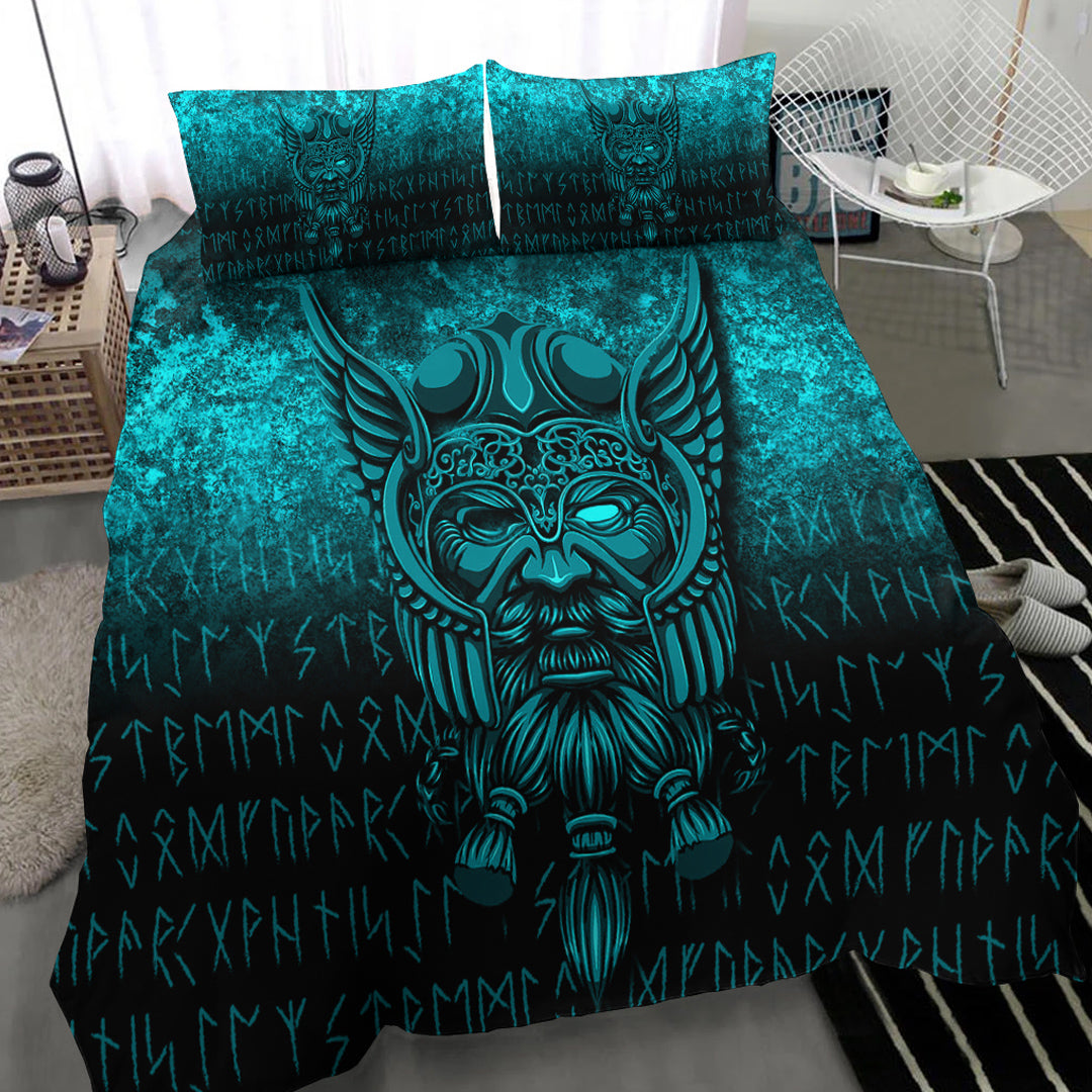 Viking Bedding Set Viking Odin Allfather In Asgard Cyan Version Bedding Set RLT12 - Wonder Print Shop