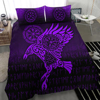 Viking Bedding Set Raven Vegvisir Tattoo Purple Version Bedding Set RLT12 - Wonder Print Shop