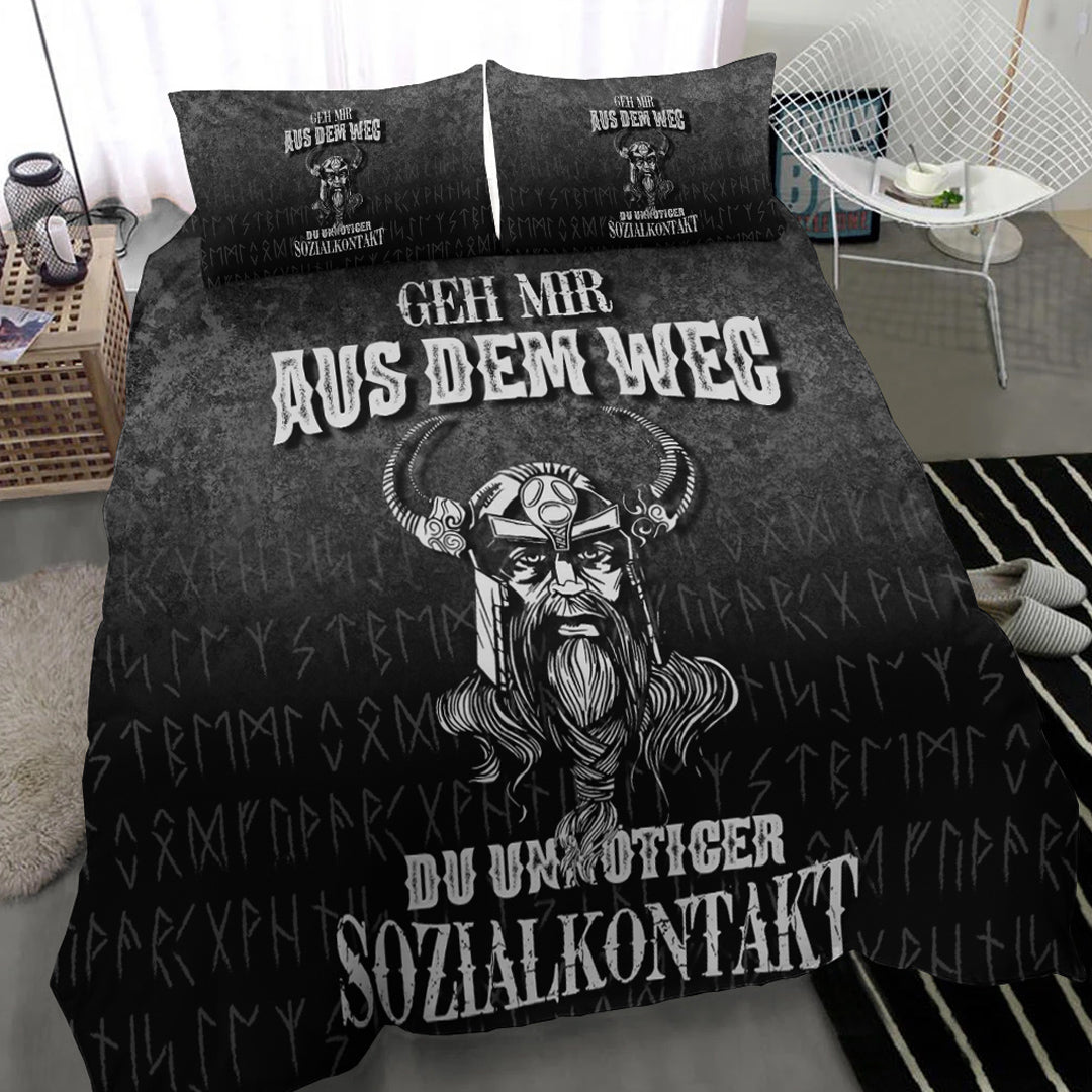 Viking Bedding Set Geh mir aus dem Weg du unnotiger Sozialkontakt Bedding Set RLT12 - Wonder Print Shop