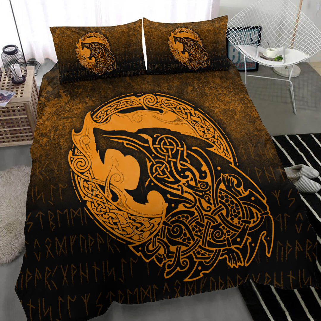 Viking Bedding Set Fenrir Viking 3D Tattoo Gold Version Bedding Set RLT12 - Wonder Print Shop