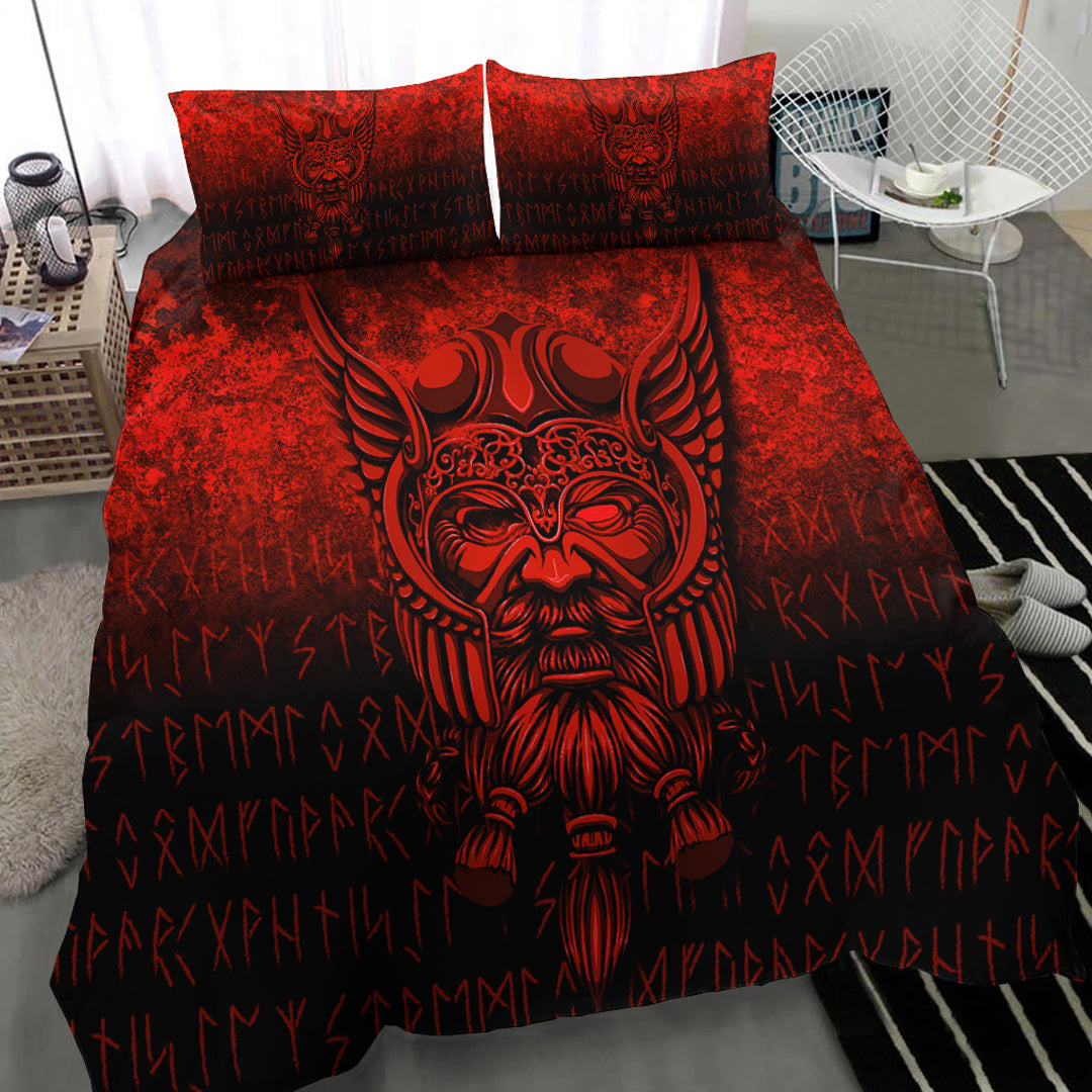 Viking Bedding Set Viking Odin Allfather In Asgard Red Version Bedding Set RLT12 - Wonder Print Shop