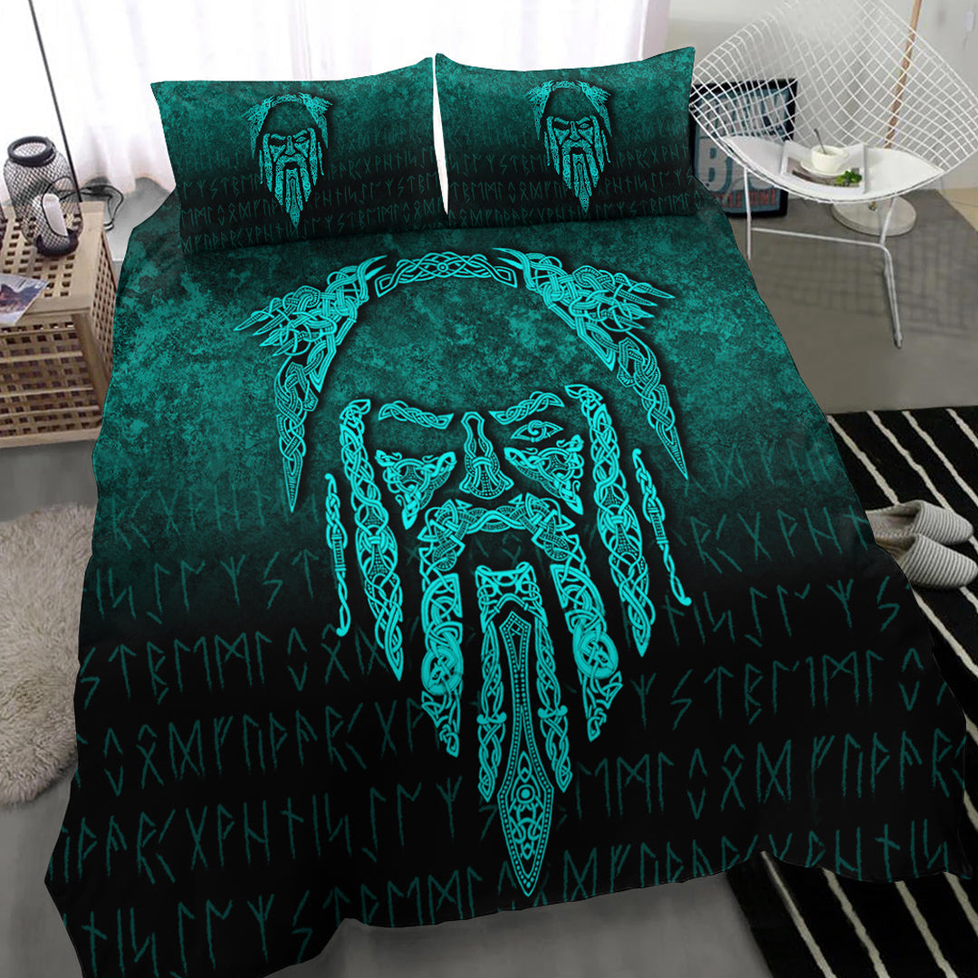 Viking Bedding Set Eye of Odin Cyan Version Bedding Set RLT12 - Wonder Print Shop