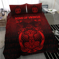 Viking Bedding Set Vikings Ravens Mjolnir Red Version Bedding Set RLT12 - Wonder Print Shop