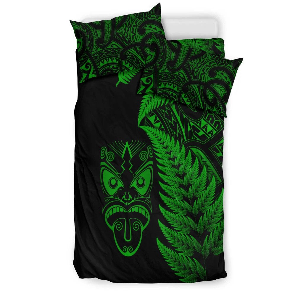 New Zealand Haka Rugby Maori Bedding Set Silver Fern Vibes Green LT8 - Wonder Print Shop
