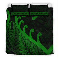 New Zealand Rugby Maori Bedding Set Silver Fern Koru Vibes Green LT8 - Wonder Print Shop