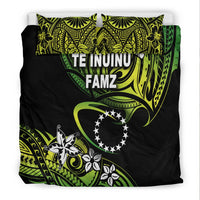 TE INUINU FAMZ Cook Islands Rugby Bedding Set Unique Vibes Green LT8 - Wonder Print Shop