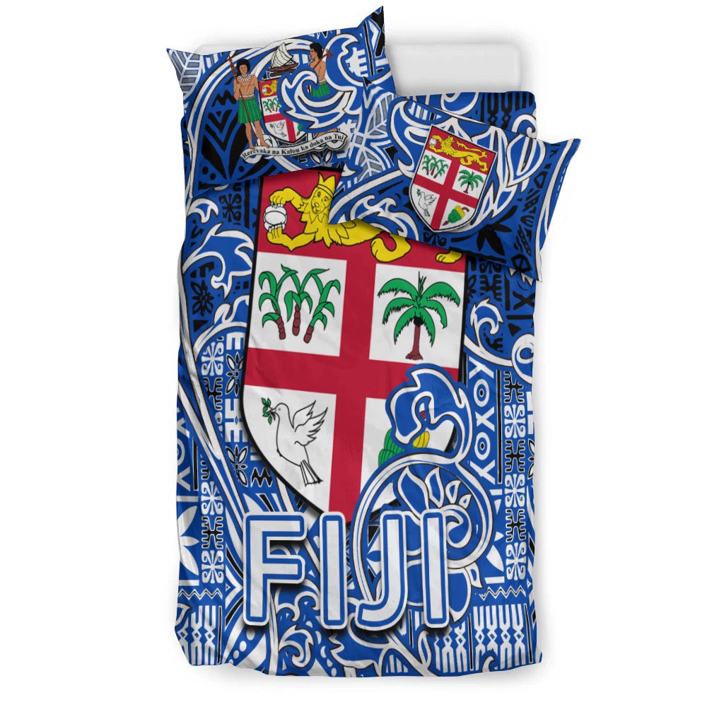 Fiji Bedding Set Tapa Patterns Blue And White Style LT6 - Wonder Print Shop