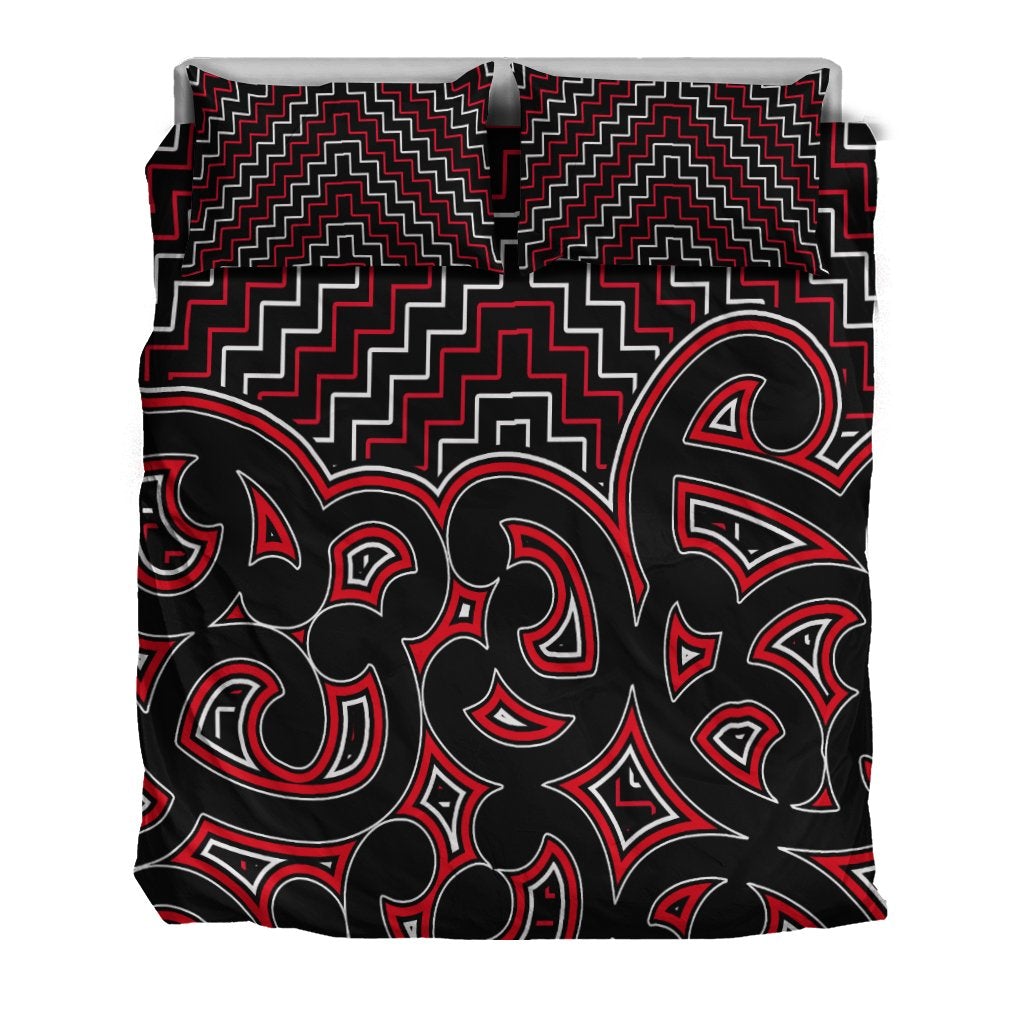 New Zealand Bedding Set Maori Graphic Tee patterns Red LT6 - Wonder Print Shop