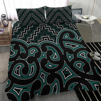 New Zealand Bedding Set Maori Graphic Tee patterns Green LT6 - Wonder Print Shop