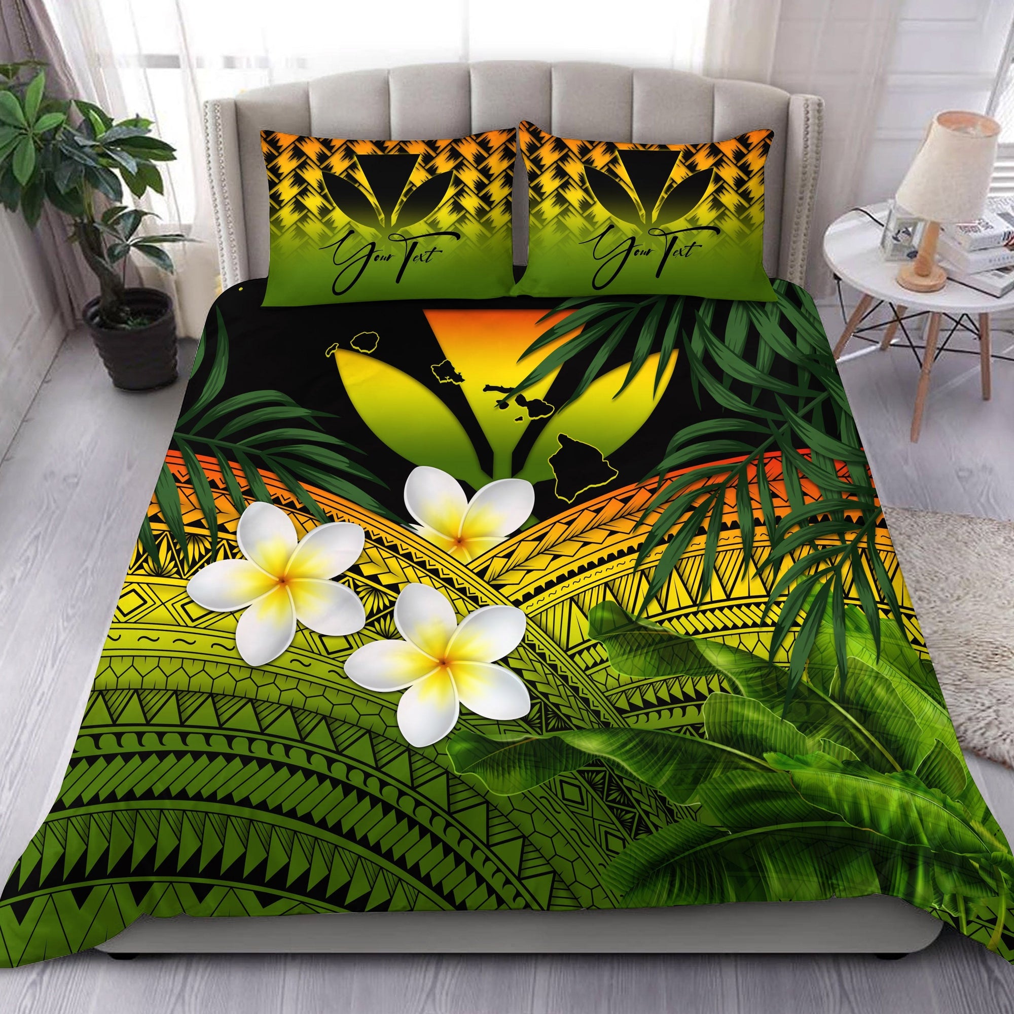 custom-kanaka-maoli-hawaiian-bedding-set-polynesian-plumeria-banana-leaves-reggae-personal-signature