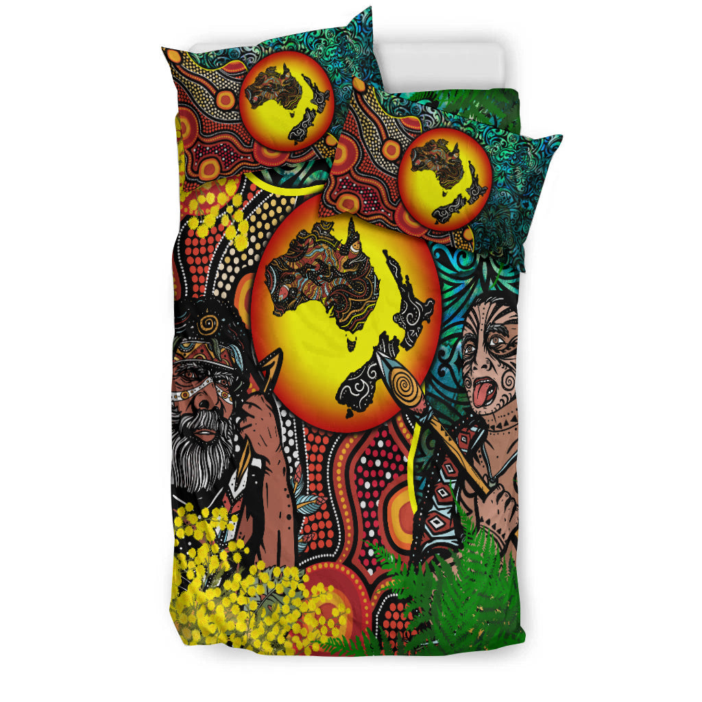 Australia Aboriginal Kangaroo Combine New Zealand Maori Kiwi Bird Bedding Set LT2 - Wonder Print Shop
