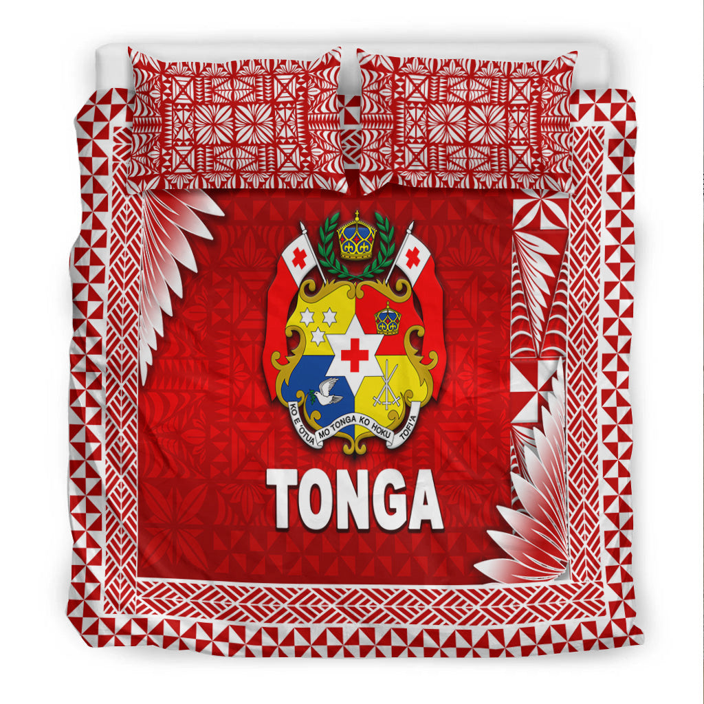 Tonga Coat Of Arms Bedding Set Simplified Version Red LT8 - Wonder Print Shop