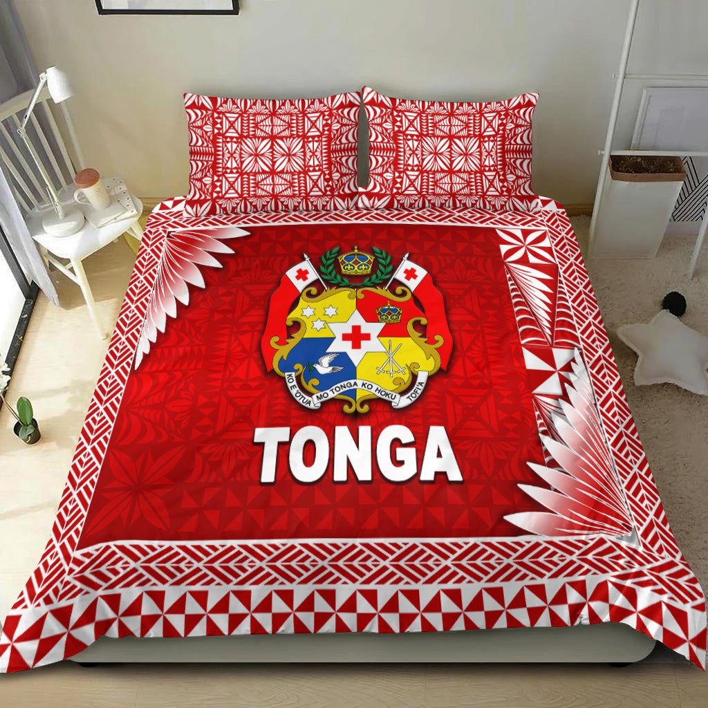 Tonga Coat Of Arms Bedding Set Simplified Version Red LT8 - Wonder Print Shop