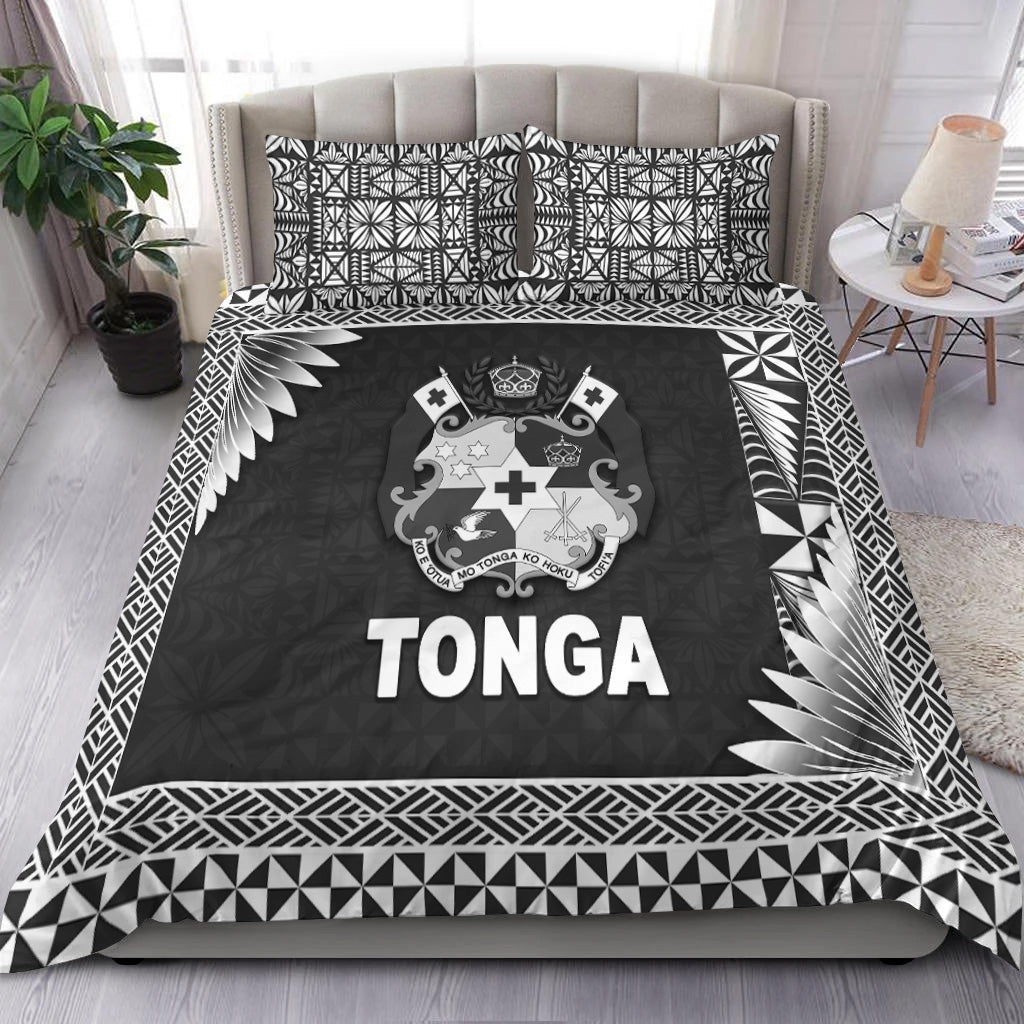 Tonga Coat Of Arms Bedding Set Simplified Version Black LT8 - Wonder Print Shop