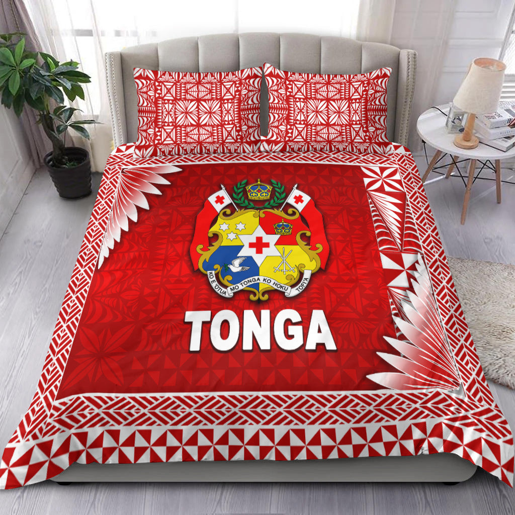 Tonga Coat Of Arms Bedding Set Simplified Version Red LT8 - Wonder Print Shop