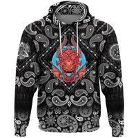 Viking Hoodie Big Angry Red Dragon with Bandana Paisley Style RLT12 - Wonder Print Shop