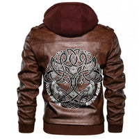 Viking Birds Raven Huginn and Muninn Celtic Tree Leather Jacket RLT12 - Wonder Print Shop
