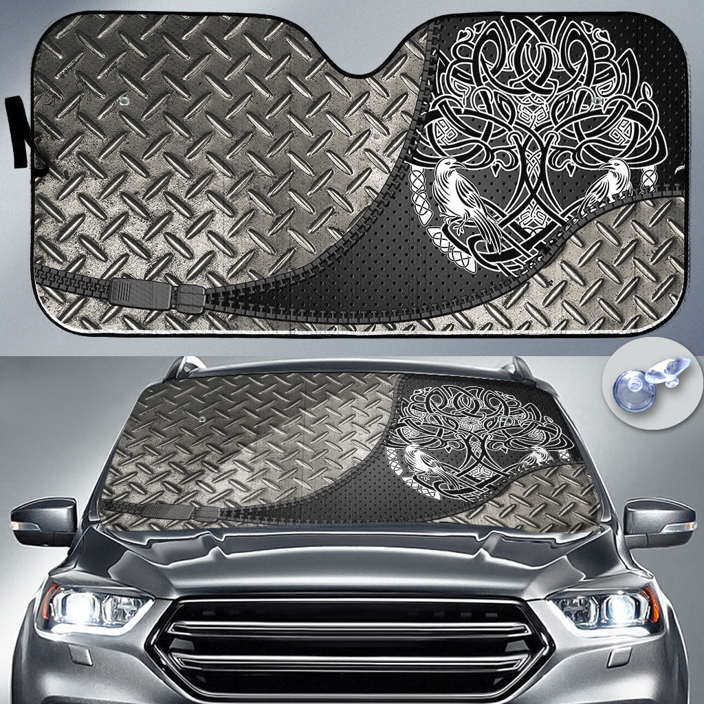 viking-auto-sun-shades-birds-raven-huginn-and-muninn-celtic-tree-auto-sun-shades