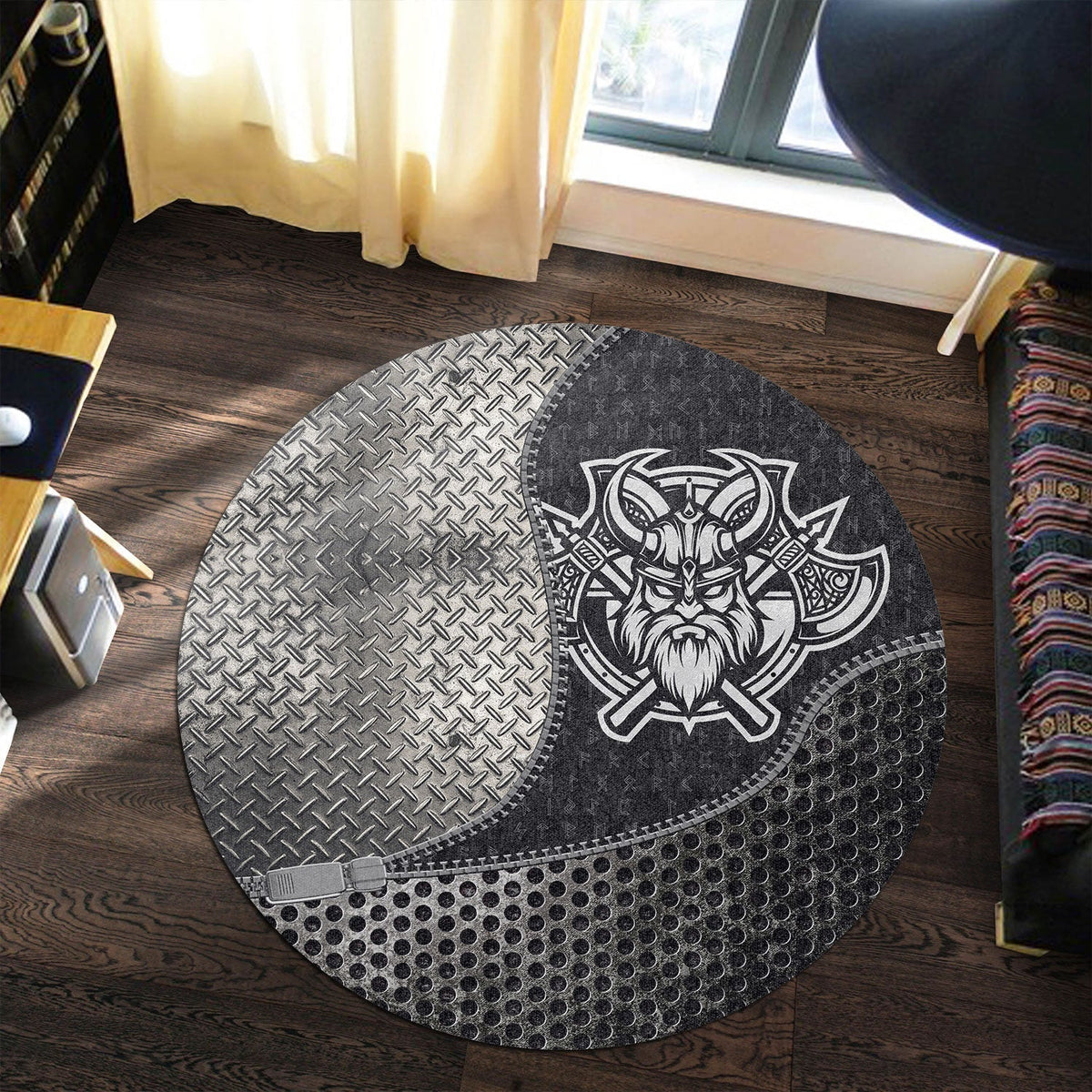 viking-carpet-black-and-white-head-with-shield-and-axe-round-carpet