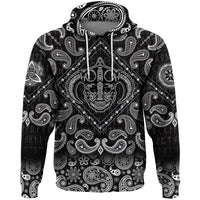 Viking Hoodie Black and White Skull Using Helmet with Bandana Paisley Style RLT12 - Wonder Print Shop