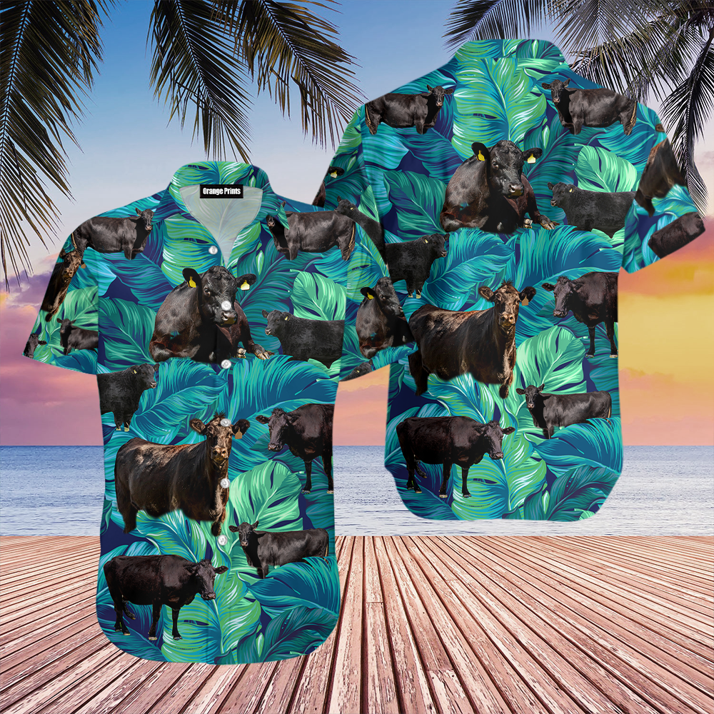 Black Angus Cattle Lovers Hawaiian Shirt - Wonder Print Shop