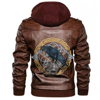 Viking Black Crow Sitting On A Branch Of An Oak Tree Leather Jacket RLT12 - Wonder Print Shop