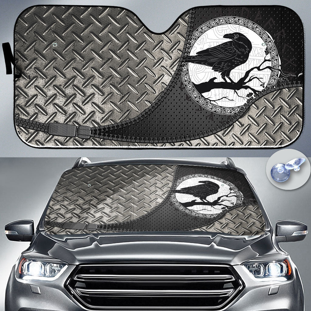 viking-auto-sun-shades-black-crow-sitting-on-branch-of-an-oak-tree-auto-sun-shades