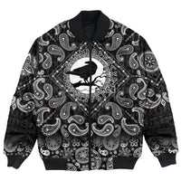 Viking Bomber Jacket Black Crow Sitting On Branch Of An Oak Tree with Bandana Paisley Style RLT12 - Wonder Print Shop