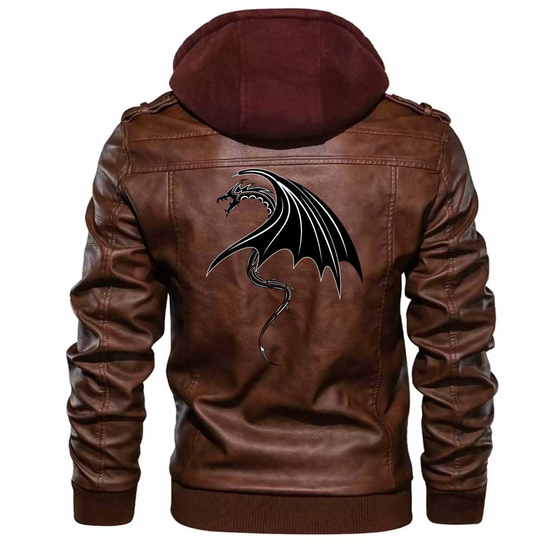 Viking Clothing Viking Black Dragon Symbol Of Wisdom and Force Spirit Of Celts Zipper Leather Jacket RLT12 - Wonder Print Shop