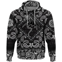 Viking Hoodie Black Dragon with Bandana Paisley Style RLT12 - Wonder Print Shop