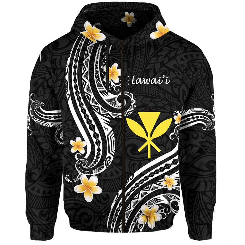 Custom Hawaii Hoodie Black Polynesian Line Style - Wonder Print Shop