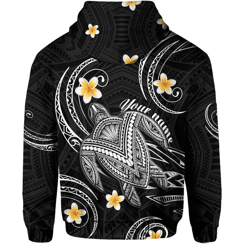 Custom Hawaii Hoodie Hawaiian Turtle Plumeria Mixed Polynesian Black Style - Wonder Print Shop