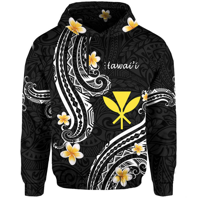 Hawaii Hoodie Black Polynesian Line Style - Wonder Print Shop